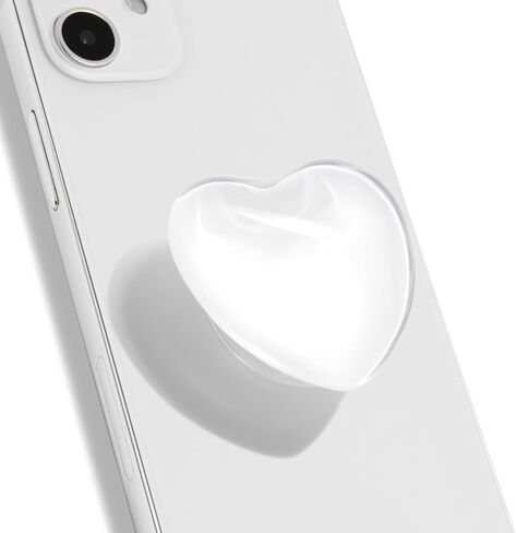 OnTheGrip Cute Glass Heart Design Collapsible Expandible Mobile Phone Grip Stand Holder for Smartphone Tablet Cell Phone Accessory (White) in Kuwait