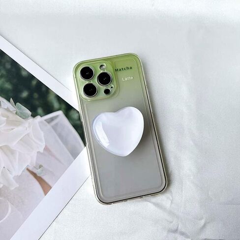 OnTheGrip Cute Glass Heart Design Collapsible Expandible Mobile Phone Grip Stand Holder for Smartphone Tablet Cell Phone Accessory (White) in Kuwait