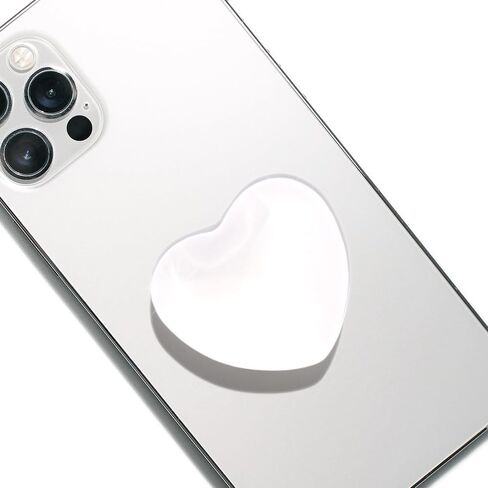 OnTheGrip Cute Glass Heart Design Collapsible Expandible Mobile Phone Grip Stand Holder for Smartphone Tablet Cell Phone Accessory (White) in Kuwait