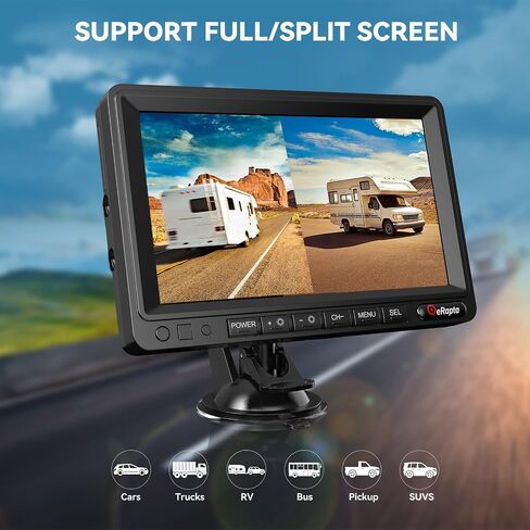 eRapta 4 Wireless Backup Camera Magnetic: 10.1" IPS Full-Size DVR Monitor, Install-Free RV Camera System with IR Night Vision, Built-in 9600mAh Battery for RV/Camper/Truck/Trailer/Tractor ACT104 in Saudi Arabia