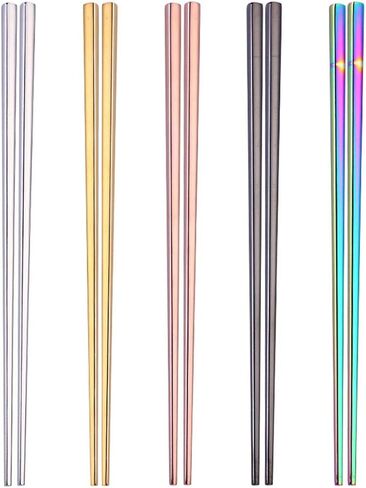 3 PCS Stainless Steel Travel Camping Flatware Set Portable Fork Spoon Chopsticks with Case （Color） in Kuwait