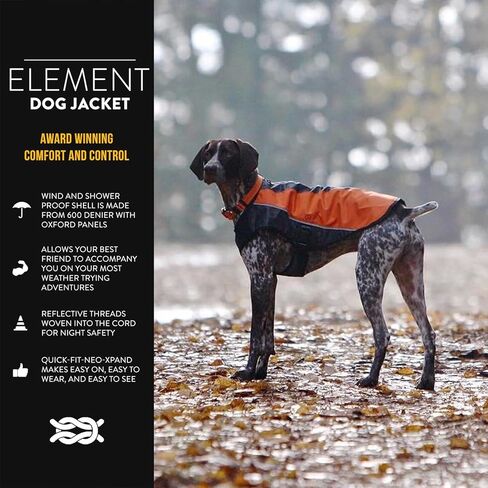 EzyDog Element Best Dog Jacket - Premium Wind and Waterproof Reflective Dog Coat for Safety and Protection - Provides Leash Access to Harness or Collar (Medium, Orange) in Kuwait