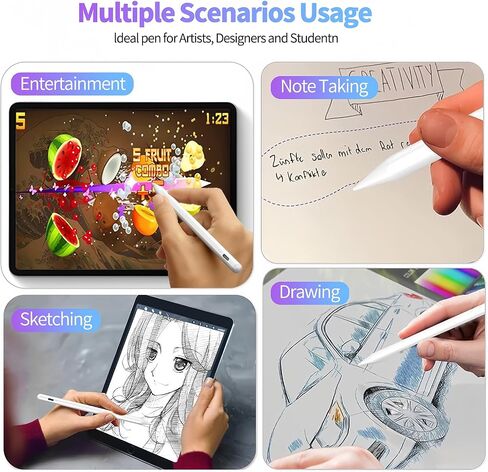 Stylus Pen for iPad & Apple Pencil:Fast Charging, with Palm Rejection, Magnetic, Tilt Sensitivity, Work for iPad 6/7/8/9/10 Generation, Pro 11""/12.9"", Mini 5/6, Air 3/4/5 in Saudi Arabia