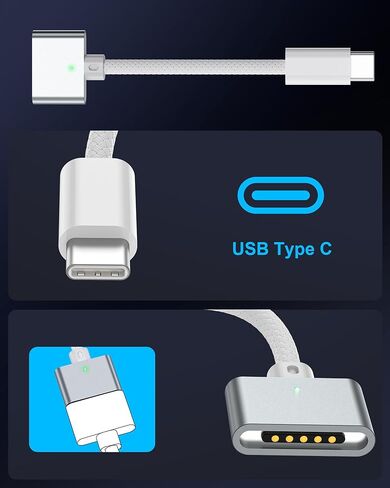 محول شحن USB-C ذكر إلى 3 أنثى مغناطيسي بقدرة 140 واط لأجهزة iOS Android وأجهزة USB C الأخرى، محول كابل شحن من النوع C إلى مغناطيسي 3 (ذكر إلى أنثى)، (0.32 قدم) مضفر من النايلون. in Kuwait