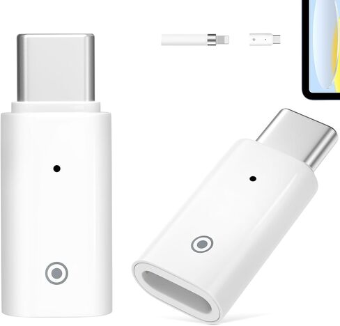 محول شحن MoKo 2 USB-C متوافق مع قلم Apple الجيل الأول، موصل شحن USBC ذكر إلى أنثى لجهاز iPad 10 وقلم Apple 1، لا يوجد اقتران بلوتوث للشحن فقط، أبيض in Saudi Arabia