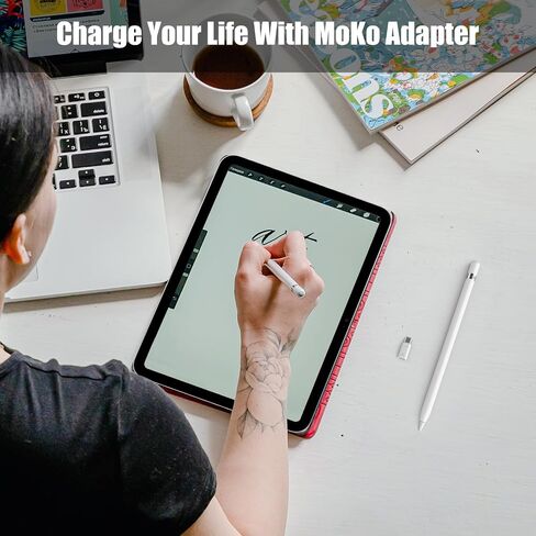محول شحن MoKo 2 USB-C متوافق مع قلم Apple الجيل الأول، موصل شحن USBC ذكر إلى أنثى لجهاز iPad 10 وقلم Apple 1، لا يوجد اقتران بلوتوث للشحن فقط، أبيض in Saudi Arabia