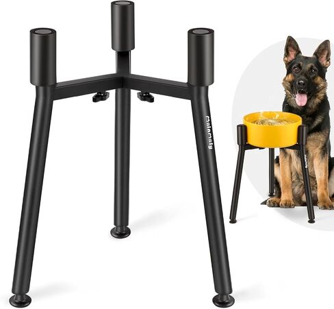Single Dog Bowl Stand for Medium Large Dogs, Adjustable Width Elevated Dog Bowl Stand for 6.6-11" Wide Bowls, Tall 13.6" Metal Round Tube Dog Bowl Holder in Kuwait