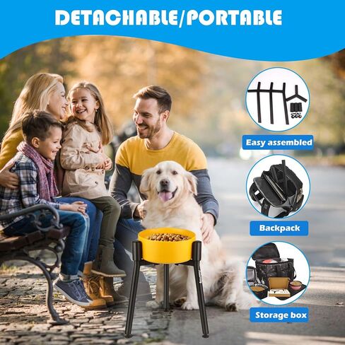 Single Dog Bowl Stand for Medium Large Dogs, Adjustable Width Elevated Dog Bowl Stand for 6.6-11" Wide Bowls, Tall 13.6" Metal Round Tube Dog Bowl Holder in Kuwait