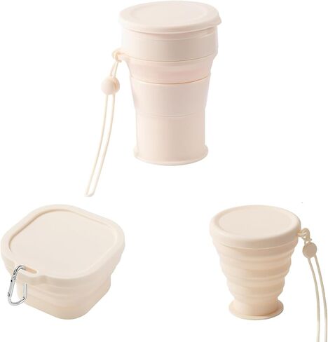 3 Pack Silicone Collapsible Travel Cup,Folding Camping Cup with Lid, Reusable Drinking Cup-Portable,Perfect for Camping,Hiking and Sport Events, for Hot and Cold Drinks (Green) in Saudi Arabia