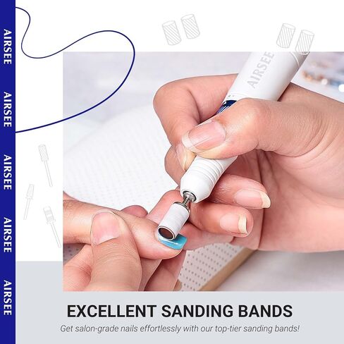 AIRSEE 100Pcs Sanding Bands 180 Grit Professional Nail Manicure Electric File Sand Piece Set with 1 Mandrel, Great Fit for Nail Drill Bits Working on Acrylic Nails in Saudi Arabia