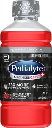 Pedialyte AdvancedCare+ مشروب إلكتروليت يحتوي على 33% المزيد من الإلكتروليتات ويحتوي على البريبايوتك PreActiv، ورمان الكرز المبرد، والزنجبيل، 33.8 أونصة سائلة in Kuwait