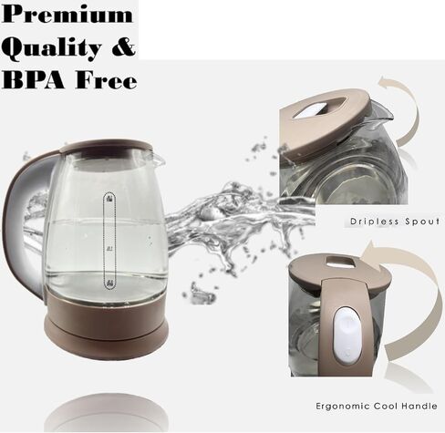Mogart Kenlanz 1.8L Electric Kettle, Tea Pot Kettle, 1000W Rapid Boil, Water Kettle with Auto Shut-Off & Boil-dry Protection, Stainless Steel Lid & Heating Base, Cordless Design, Golden in Saudi Arabia