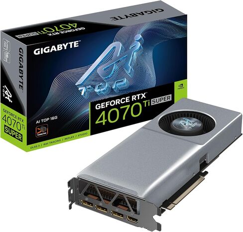 بطاقة رسومات GIGABYTE GeForce RTX™ 4070 Ti Super AI TOP 16G، نظام تبريد بمروحة تربو، 16 جيجا بايت 256 بت GDDR6X، بطاقة فيديو GV-N407TSAI TOP-16GD in Saudi Arabia