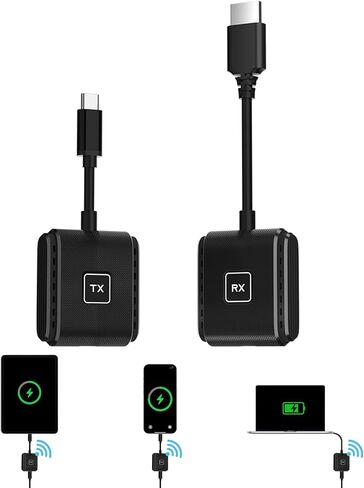 طقم جهاز إرسال واستقبال لاسلكي HDMI 1080 بكسل، يدعم USB-C الهواتف الذكية وأجهزة الكمبيوتر اللوحية وأجهزة الكمبيوتر المحمولة، التوصيل والتشغيل موسع 2.4G/5G المحمول لبث الفيديو/الصوت إلى HDTV/أجهزة العرض/الشاشات 165FT in Saudi Arabia