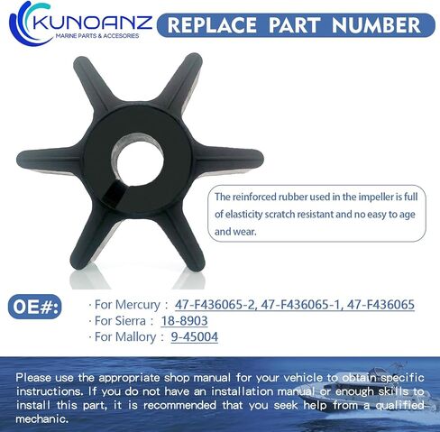 47-89983T/89983/65959/20268 Water Pump Impeller For Mercury Mariner 30 35 40 45 50 60 65 70 HP 2 Stroke Outboard Sierra 18-3007 47-89983B 30HP 35HP 40HP 45HP 50HP 60HP 65HP 70HP in Kuwait