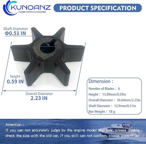47-89983T/89983/65959/20268 Water Pump Impeller For Mercury Mariner 30 35 40 45 50 60 65 70 HP 2 Stroke Outboard Sierra 18-3007 47-89983B 30HP 35HP 40HP 45HP 50HP 60HP 65HP 70HP in Kuwait