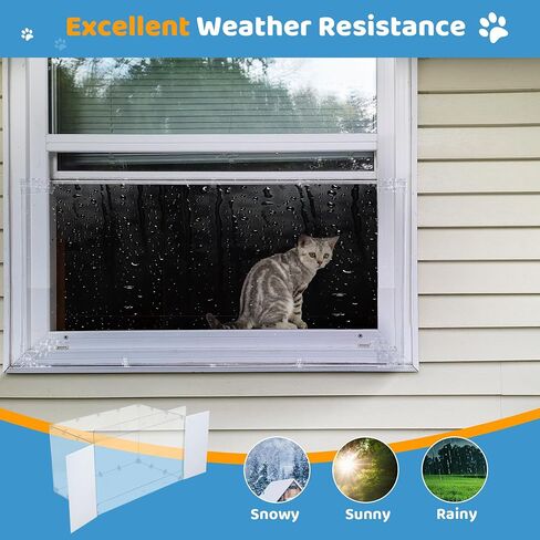 ROYALAY Cat Catio Outdoor Cat Enclosure, Clear Acrylic Cat Window Catio with Waterproof Roof, Resting Box Cat Window Perch Outside Enclosure for Sunbathing, Napping and Overlooking in Saudi Arabia