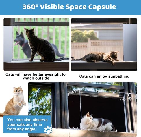 ROYALAY Cat Catio Outdoor Cat Enclosure, Clear Acrylic Cat Window Catio with Waterproof Roof, Resting Box Cat Window Perch Outside Enclosure for Sunbathing, Napping and Overlooking in Saudi Arabia