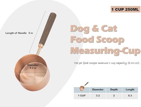 1 CUP Dog-Cat Food Scoop Measuring-Cup, 304 Stainless Steel Pet Food Scoop, Cat Food Measuring Cup in Kuwait