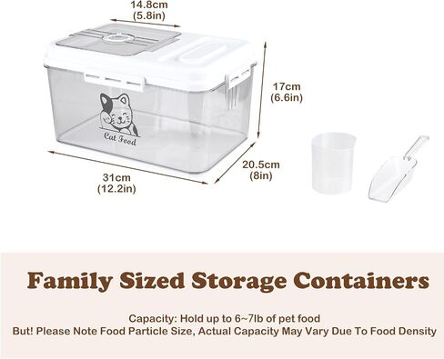 6~7lbs Cat Food Storage Container,7 Liters Airtight Cat Food Bin,Cat Food Holder With Measuring Cup-Pet Food Container for Dog Cat food Treats-Keep Fresh-BPA Free Plastic in Saudi Arabia