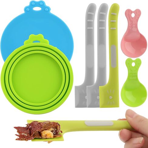 مجموعة مستلزمات الحيوانات الأليفة مكونة من 8 قطع، ومغرفة طعام للكلاب ومجارف قابلة لإعادة الاستخدام للقطط الرطبة والكلاب والحيوانات الأليفة، مجموعة مستلزمات القطط، غطاء طعام القطط (4 ملاعق للحيوانات الأليفة + 2 غطاء + 2 مجرفة) in Kuwait