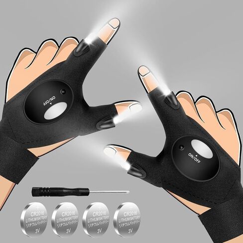 LED Flashlight Gloves, Gifts for Men Dad Husband Boyfriend, Finger Lights Cool Gadgets Tools for Repairing Fishing Camping, Christmas Birthday Gift for Him in Saudi Arabia