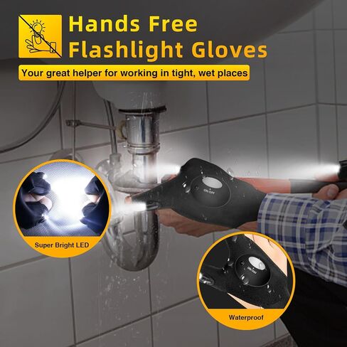 LED Flashlight Gloves, Gifts for Men Dad Husband Boyfriend, Finger Lights Cool Gadgets Tools for Repairing Fishing Camping, Christmas Birthday Gift for Him in Saudi Arabia