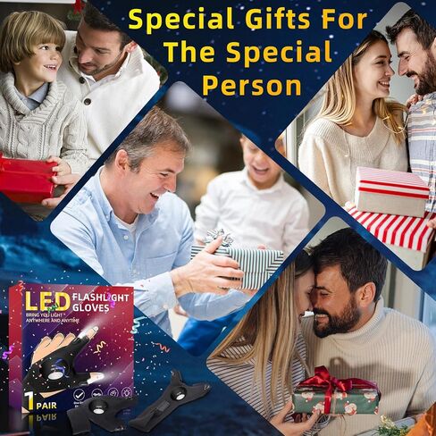 LED Flashlight Gloves, Gifts for Men Dad Husband Boyfriend, Finger Lights Cool Gadgets Tools for Repairing Fishing Camping, Christmas Birthday Gift for Him in Saudi Arabia
