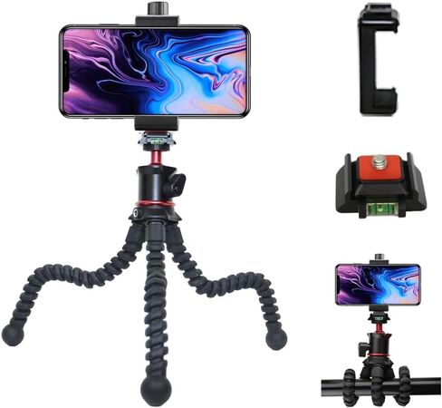 مجموعة ترايبود مرنة 4K، حامل ثلاثي القوائم صغير FINTHECH لهاتف iPhone مع مستوى الروح، حامل ثلاثي الأخطبوط المحمول 4K (8.8 رطل) ورأس كروي للكاميرات والهواتف المحمولة وجهاز عرض صغير. (النموذج رقم 3) in Saudi Arabia