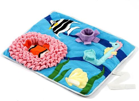 Injoya Under the Sea Snuffle Mat for Dogs, Large Dog Snuffle Mat 21"x18.5", Dog Enrichment Tool & Slow Feeder, Multiple Snuffle Types, Durable, Machine Washable, Good for All Dog Sizes, Breeds, & Ages in Saudi Arabia