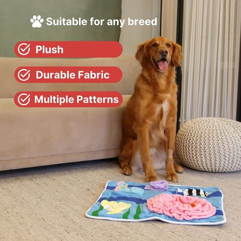 Injoya Under the Sea Snuffle Mat for Dogs, Large Dog Snuffle Mat 21"x18.5", Dog Enrichment Tool & Slow Feeder, Multiple Snuffle Types, Durable, Machine Washable, Good for All Dog Sizes, Breeds, & Ages in Saudi Arabia