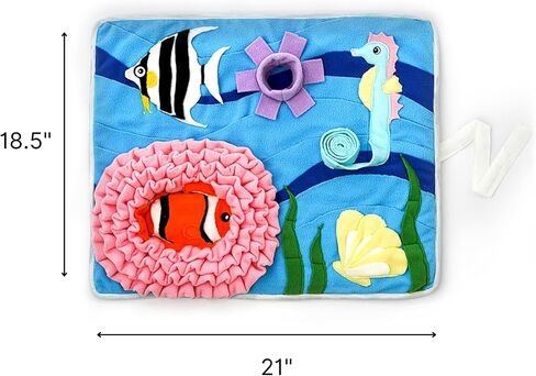 Injoya Under the Sea Snuffle Mat for Dogs, Large Dog Snuffle Mat 21"x18.5", Dog Enrichment Tool & Slow Feeder, Multiple Snuffle Types, Durable, Machine Washable, Good for All Dog Sizes, Breeds, & Ages in Saudi Arabia