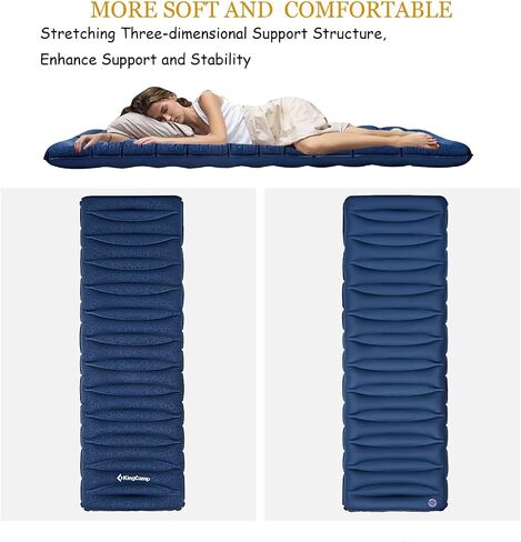KingCamp Deluxe Inflatable Sleeping Pad for Camping, Luxury Ultra-Comfortable Air Mattress Lightweight Mat for Backpacking, Car Camping Hiking, Tent, Cot and Travel, Single and Double 2 Size in Saudi Arabia
