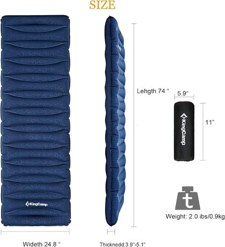 KingCamp Deluxe Inflatable Sleeping Pad for Camping, Luxury Ultra-Comfortable Air Mattress Lightweight Mat for Backpacking, Car Camping Hiking, Tent, Cot and Travel, Single and Double 2 Size in Saudi Arabia
