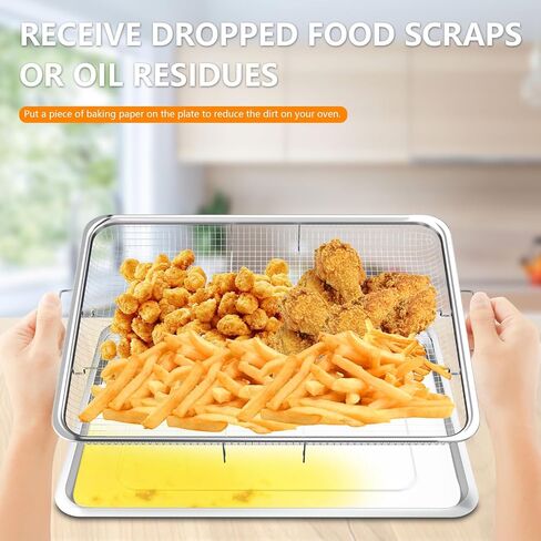 سلة مقلاة هوائية للفرن، باكبوكو 4 قطع سلة مقلاة هوائية من الفولاذ المقاوم للصدأ ومجموعة صينية - سلة مقلاة هوائية للفرن ومقلاة مع ورق خبز للطهي والشواء in Kuwait