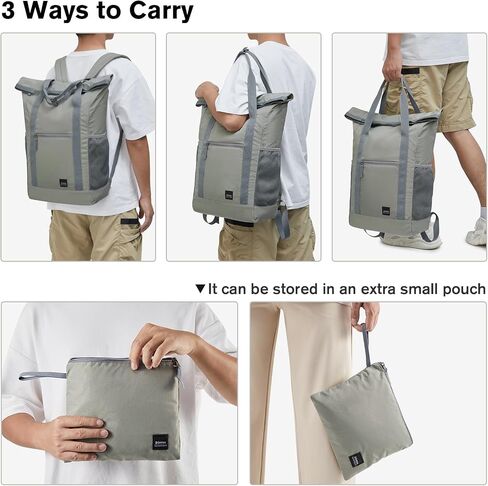 G4Free 40L Packable Backpack Tote Backpack Waterproof Tote Bag Convertible Large Lightweight Hiking Backpack Travel Casual Daypack for Men Womena(Grey) in Saudi Arabia