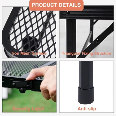 Folding Grill Table, 3x2 FT Height Adjustable Portable Camping Table with Mesh Desktop and Mesh Bag, Metal Table for Outdoor Camping, Picnic, Beach and BBQ in Saudi Arabia