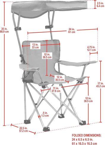 Life is Good Kid's Quad Chair with Canopy, Cup Holder, and Carry Bag, Foldable Outdoor Chair for Beach, Sports, Camping, Supports up to 150lbs in Saudi Arabia