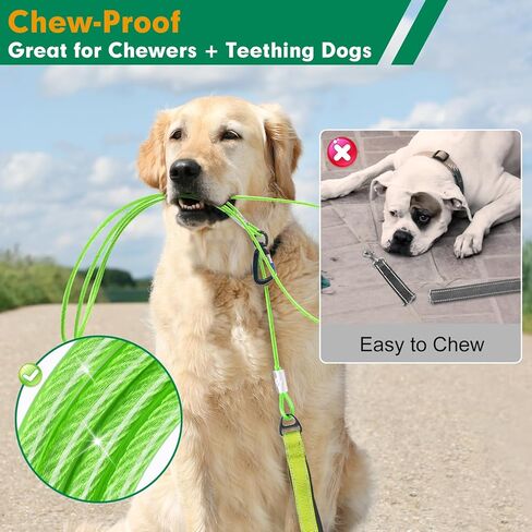 مقود مقاوم للمضغ للكلاب المتوسطة والكبيرة، كابل معدني شديد التحمل للكلاب التي يصل وزنها إلى 500 رطل، حبل سلكي مقاوم للماء بطول 6 أقدام مع مقبض مبطن مريح عاكس، أسود in Kuwait