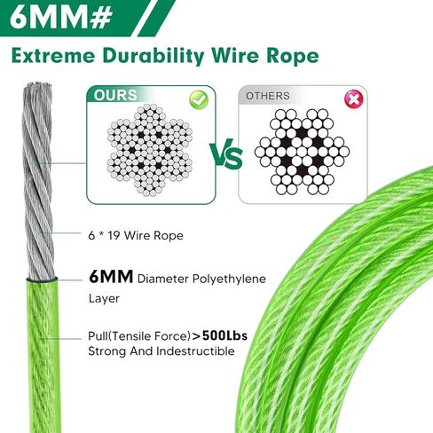مقود مقاوم للمضغ للكلاب المتوسطة والكبيرة، كابل معدني شديد التحمل للكلاب التي يصل وزنها إلى 500 رطل، حبل سلكي مقاوم للماء بطول 6 أقدام مع مقبض مبطن مريح عاكس، أسود in Kuwait