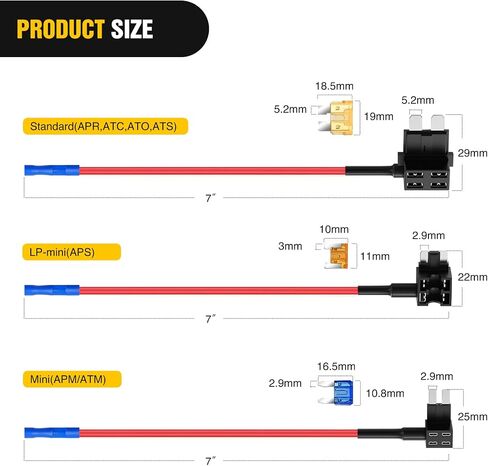Nilight - 50038R 10 Pack 12V Car Add-a-circuit Fuse TAP Adapter with 5 Amp Low Profile Mini Blade Fuse Set for Cars Trucks Boats in Saudi Arabia