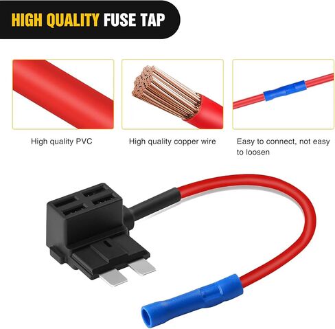 Nilight - 50038R 10 Pack 12V Car Add-a-circuit Fuse TAP Adapter with 5 Amp Low Profile Mini Blade Fuse Set for Cars Trucks Boats in Saudi Arabia
