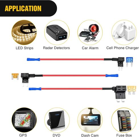 Nilight - 50038R 10 Pack 12V Car Add-a-circuit Fuse TAP Adapter with 5 Amp Low Profile Mini Blade Fuse Set for Cars Trucks Boats in Saudi Arabia