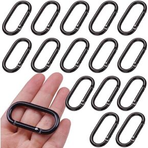 15 PCS Small Carabiner Clip Heavy Duty Locking Carabiner Black Chain Connector Clips Aluminum Spring Snap Hook Buckle for Outdoor Hiking Climbing Camping Fishing Hanging