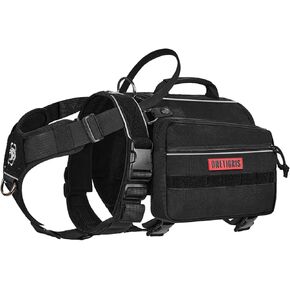 Onetigris Dyno Outdoor Dog Harness with Pockets, Front Range Dog Pack, Dog Backpack Harness with Handles, Saddle Bag Dog Hiking Vest Harness Tactical Service Dog Harness Canine EDC Pack Set