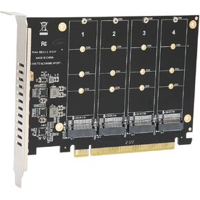 Diyeeni M.2 NVMe SSD to PCIE X16 M Key Hard Drive Adapter, for M.2 PCIe SSD Expansion Card, 4 x 32Gbps Full Speed, Desktop PC Installation, Support PCIE Split or PCIE RAID(ph44)