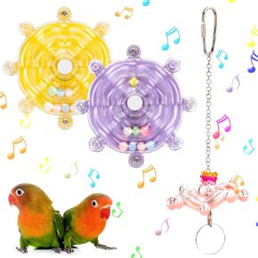 3Pcs Bird Swivel Wheel Rotating Toys, Bird Spinner Hanging Toys for Bird Cage, Chewing and Exercise Toys for Parakeets, Parrots, African Grey, Conure, Budgies, Cockatiel Enrichment Toy
