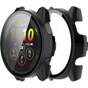 Chofit Screen Protector Intended for Garmin Forerunner 165/165 Music Case Film Hard PC Bumper Protective All-Around Cover for Forerunner 165 Cases Smartwatch Accessories (Black&Black)