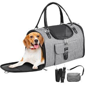 Cat, Dog Carrier - for Small Medium Cats Puppies up to 15 Lbs, Airline Approved Pet Carrier Soft Sided with Safety Zippers, Collapsible for Travel, Walk, Veterinary Visit 15.7*10.2*7.8 inches