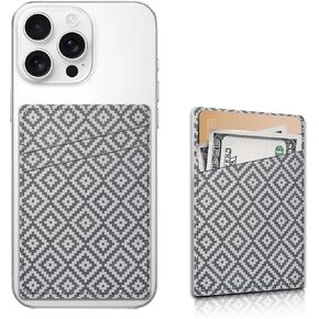 Card Holder for Phone Case, Leather Cell Phone Wallet, Wallet Sleeve Dual Pocket Stick-on ID Credit Card for Most Phones, Pink Leopard